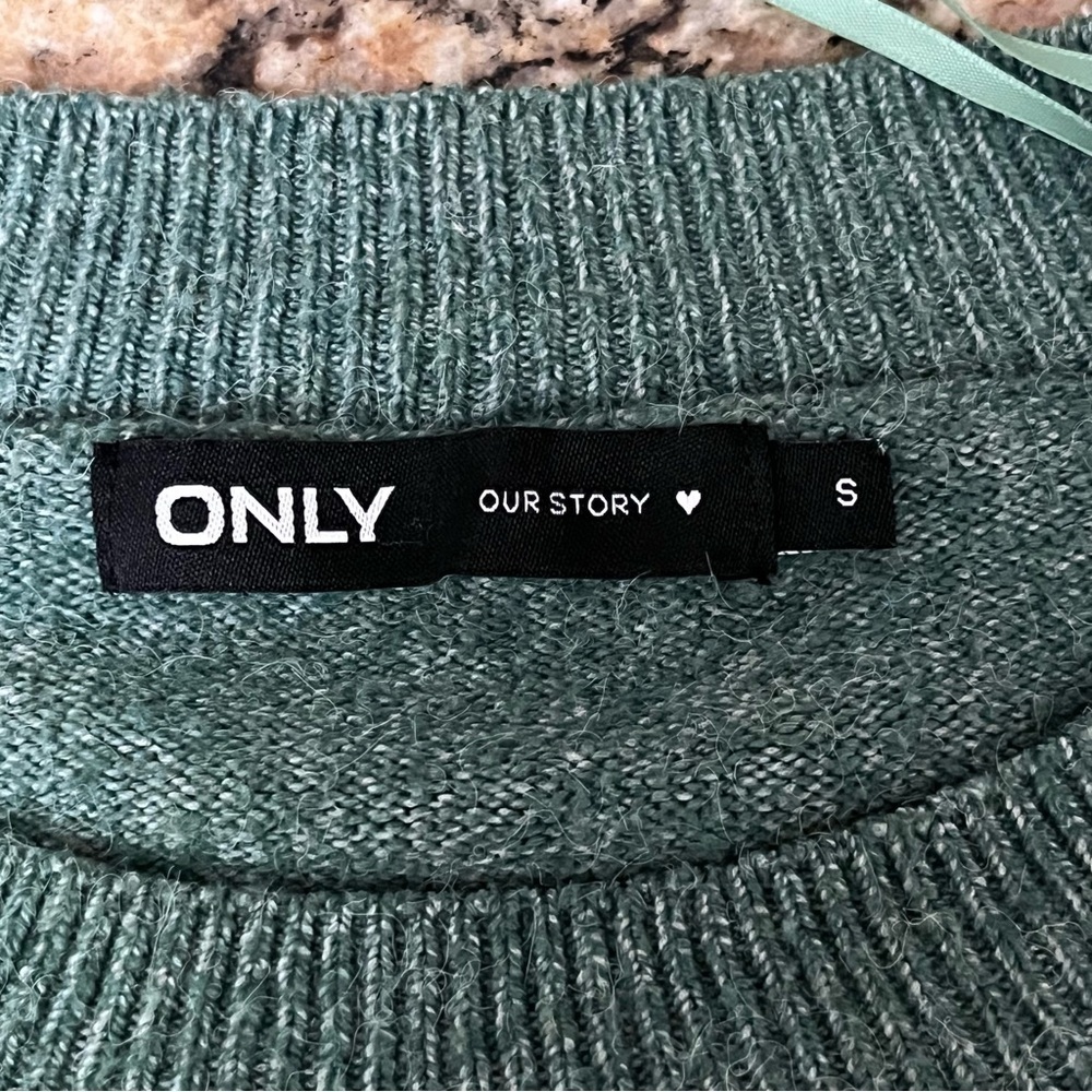 ONLY ONLRICA Kelly Green Knit Pullover Sweater | Forest Fairy Preppy Old Money S - Picture 9 of 10